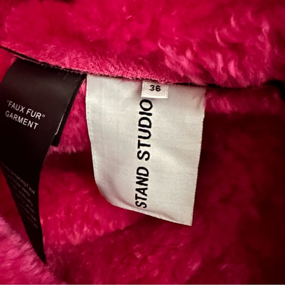 Stand Studio Black/Pink Fur Jacket Like New - Picture 5 of 5